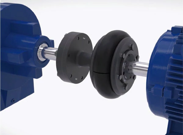 Fenaflex replacement coupling installation showing tyre and spacer tube assembly Sydney