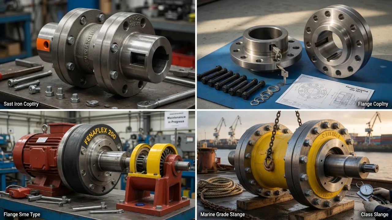 Flange coupling motor pump connection