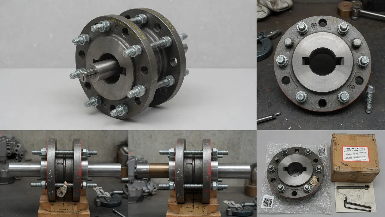 Rigid flange coupling 3D render DN50 showing solid hub connection