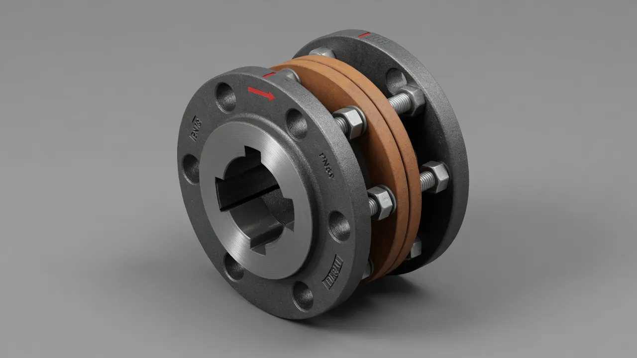 Heavy duty flange coupling DN50 8-bolt 3D render high torque