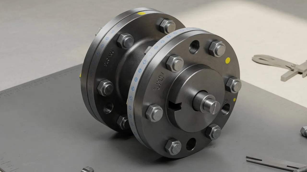 Coupling hub keyway gasket detail showing shaft interface inspection